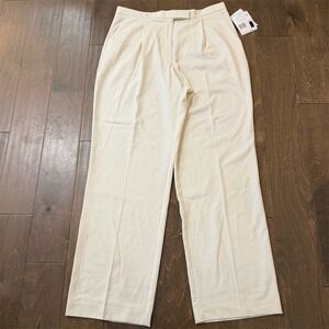 NWT Liz Claiborne‎ Lizsport Dress Pants Womens Size 16 Ivory Wide-Leg Pleated